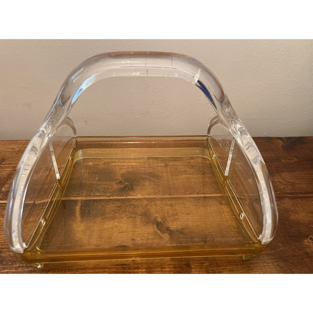 Fab Guzzini Lucite Orange Clear Napkin Holder Made in Italy